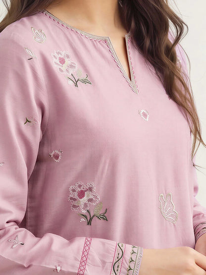 2 Piece Lawn Slub Suit- Embroidered (Pret)